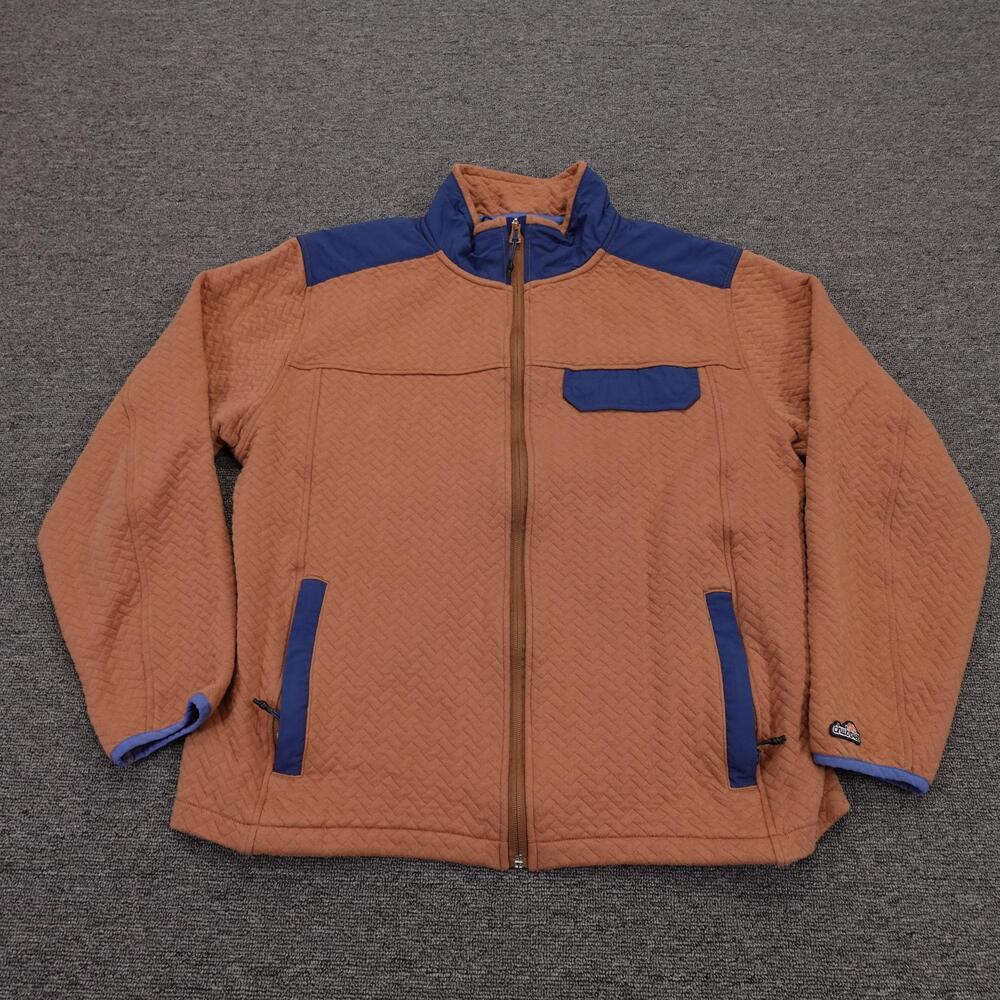 Chubbies Jacket Mens Large Brown Quilted Full Zip Woodchuck Herringbone Jersey